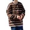 Men's Hoodies Chic O-Neck Shrink Resistant Simple Casual Striped Pattern Sweatshirt Pullover Top Elastic Male Daily Clothing
