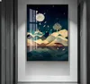 Modern Abstract Art Night Landscape Elk and Birds Canvas Painting Wall Art Pictures for Living Room Home Decor No Frame2477669