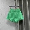 Women's Shorts Summer Sexy Women Candy Color Denim Shorts Fashion Ladies Green A-shaped Ripped Jeans Hot Short Pants Korean Style Streetwear 230420