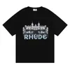 Modne ubrania od projektantów Koszulki Hip hop T-shirty Rhude Castle Nadruk w litery Męskie Damskie Popularne Luźne letnie Bawełniane T-shirt z okrągłym dekoltem Moda miejska Topy Odzież sportowa