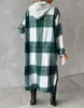 Giacche da donna 2023 Vendita moda casual stampa a quadri con coulisse Buc cappotto a catena lunga con cappuccio Disponibile