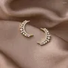 Boucles d'oreilles à tige 2023 arrivée cristal coréen à la mode lune élégant Simple croissant pour les femmes bijoux en métal Oorbellen cadeau