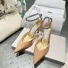 Sandali in pelle di pecora con catena a goccia d'acqua Tacco sottile da 850 mm Scarpe classiche da stilista interpretazione del fascino elegante Selezione multicolore Scarpe da donna di lusso