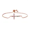 Bracelets à maillons en cuivre pour femmes, 1 pièce, couleur or, croix en émail mélangé, beau cadeau