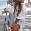 Women's Swimwear Sexy Off Shoulder Women Tunic Cotton Beach Dress Swim Suit Cover Up Summer Fashion Pareos Palge Sarongs