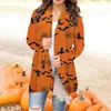 Women's Jackets Women Halloween Bat Print Open Long Sleeve Cardigan Pleated Loose Coat Outerwear For Fleece Petite
