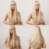 Synthetic Wigs HENRY MARGU Long Natural Wavy Platinum Blonde with Bangs Cosplay Party Lolita for Women Heat Resistant Fiber 230419