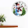 Wall Clocks Snowman Christmas Tree Snowflake Wood Grain Clock Modern Design Living Room Decoration Mute Watch Home Decor