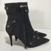 Stiefel Luxus Weibliche Pumpen 2023 Knöchel Kurze Für Frauen Schuhe Heels Spitz Mode Niet Damen Moderne Booties Große Größe 231120