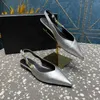 Fashion Women's Sling Sandals London Millimeter Italian Refined Pointed Ankle Strap Multi Color Lacquer Leather Designer Wedding Party Sandals 35-42