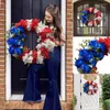 Fleurs décoratives rouge blanc et bleu couronne créative porte d'entrée drapeau américain patriotique mariage fenêtres suspendus outils de décoration