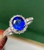 Clusterringen LR2023 Blauwe saffierring 1.75ct Real Pure 18K Natural Unheat Royal Gemstone Diamonds Stone vrouw