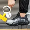 Botas de punta de acero zapatillas de deporte trabajo hombre zapatos de seguridad 2023 verano cojín de aire hombres s anti puñalada anti smash hombres 231120