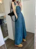 Casual Dresses SML Women Lose Ladies Vintage Long Denim Dress Female Tassel Spaghetti Strap Jeans (78913
