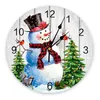 Relojes de pared, muñeco de nieve, árbol de Navidad, copo de nieve, reloj de grano de madera, diseño moderno, decoración de sala de estar, reloj silencioso, decoración del hogar