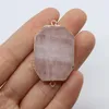 Pendanthalsband Natural Rose Quartz Double Hole Connector Charm Slice Ladies Geometry Plated Crystal Accessories 25x43mm