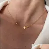 Hänge halsband delikat petite sideway cross halsband hänge kvinnor rostfritt stål tunn kedja länk kristna smycken dr dhgarden otf3z