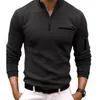 T-shirts pour hommes Mode Hommes Mâle Pull Business Casual Classique Confortable Quotidien Facile Entretien Revers Manches Longues Couleur Unie Sport