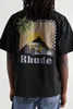 Diseñador de ropa de moda Camas de hip hop Camisetas Rhude American Trend Summer Coconut Racing Loose Casual Pareja para hombres Medias camisetas Streetwear