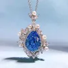 Chains 2023 925 Silver Pear 11 15 Sea Blue Treasure High Carbon Diamond Water Drop Pendant Women's Versatile Necklace