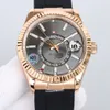 Ny Sky Dweller Man Watch Mens Designer Watches Woman Watchs Automatic Mechanical Wristwatch 42mm Movement 18k Gold Rubber Strap James Bond Pilotwatch 2023