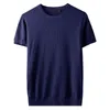 Męskie koszulki Summer New Men's Fashion O Neck Casual Knited T-shirt pusta lodowe jedwabne topy z krótkim rękawem Slim Fit Tee koszulki 230420