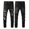 Zwart groene jeans heren designer jeans Merk Man Lange broek Broeken Street chic Luxe Skinny Slim Straight Biker Jean Ripped Hole Stretch miris Jeans Distressed