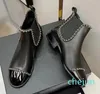 boots fashion thick shoes leather splice design decorative lacing