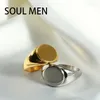 Wedding Rings Stainless Steel For Women Men Retro Signet Ring Couple Anniversary Bands Engagement Engrave Name