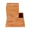 1pc trä bambu köksredskapshållare block, knivhållare, hushållens kök knivställ, köksredskap, verktygshållare, hemorganisator bestick för kök