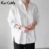 Męska odzież kąpielowa Karsany biały nadmierny chłopak koszulka Kobiety Topy Long Rleeve Ladies Office Blouse XL Woman Bawełna leniwa czarna 230420