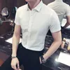 Męskie koszule Biała koszula Męskie tuleje Kurpie biznesowe z krótkim rękawem Koreańska wersja Slim Young 2023 Letnie prasowanie profesjonalny zwykły kolor