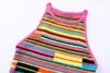 Kvinnor Rainbow Gradient Färg ärmlös Halter Neck Tanks Sticked Camis Desinger Crop Top Vest