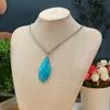 Pendanthalsband Natural Stone Halsband Polygon Blue Turquoise Link Chain Healing Crystals Charms för kvinnor 57x26mm