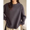 Sweats à capuche pour femmes épais polaire brodé sweat-shirt de base femmes à manches longues col rond pulls décontractés en vrac 2023 automne hiver manteau vêtements d'extérieur