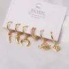 Hoop oorbellen mode 6 pc's kleurrijke kubieke zirkoonster mon set hanger huggie voor vrouwen sieraden modern 2023 trend