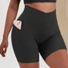 Shorts pour femmes Crossover Entraînement Gym Yoga Fitness Leggings Scrunch Butt Booty Sans Couture Taille Haute 230419