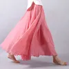 Signe 2020 Women Women Linen Cotton Gonne lunghe elastiche Maxi gonne pieghettate Beach Boho Vintage Summer Skirts Faldas Saia P230420