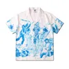 Chemises décontractées pour hommes 2023Summer Mode Hommes Manches courtes Surdimensionné Blanc Hawaiian Beach Harajuku Mens Viking Imprimer Bouton Up Chemise Poleras