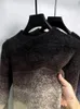Herrtröjor avancerad varumärke mode gradient tröja 2023 höst/vinter trend koreansk avslappnad plysch förtjockad rund nacke tröja