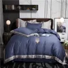 Sets Chic Designer Embroidery Border Duvet Cover with Good Drape Premium Quality Soft Egyptian Cotton Set Bedsheet Pillowcasegmfa