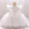 Meisjesjurken geboren baby trouwkleding 1e verjaardag doopjurken witte boog jurk baby doop