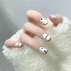 Fałszywe paznokcie 24pcs białe prasowanie dla kobiet długi prasowy paznokcie paznokcie DIY AT-Home