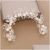 Klipsy do włosów Barrettes Pearl Flower Głowa Pałąk nałina ślubna korona ślubna moda moda wieńca Bransoletka Tiaras Crystal dhgarden otapj