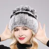 Bonnets Bonnet/Crâne Casquettes Russie Hiver Réel Chapeau De Fourrure Femmes Véritable Rex Bon Élastique Tricoté CapsBeanie/Skull Beanie/SkullBeanie/Skull E