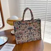 Evening Bags Large Capacity Tote Bag Luxury Designer Handbags For Women 2023 Brand Jacquard Embroidery Canvas Shoulder Big Shopper