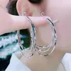 Hoop Earrings Women Exaggerated Fashion Solid Color Temperament Triple Circle Shape Metal Material Jewelry Accessories Gifts