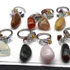 Keychains Natural Stone Keychain Reiki Healing Crystals Quartz Lapis Lazuli Agate Jade Opal KeyRing Key Chain Hangle Jewelry Accessories