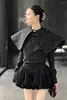 Bluzki damskie High-end Cape Collar Polka Dot Bluzka dla kobiet moda 2023 Autumn and Winter Tekstura jednokierunkowa krótka top