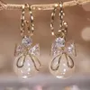 Stud Mode tendance cristal zirconium arc pendentif boucles d'oreilles adapté pour les filles de fête des femmes imitant perle pendentif boucles d'oreilles de luxe en gros bijoux 231120